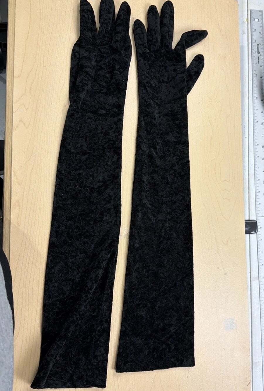 Vintage Black Opera Gloves Long Elbow Length Crushed Faux Astrakhan Fur 23”